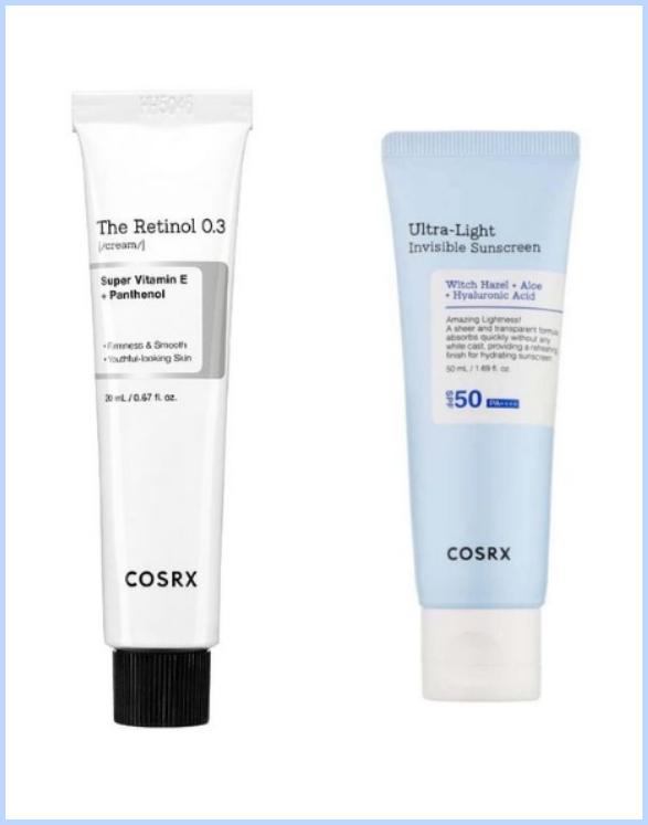 COSRX Daily Skincare Bundle – Invisible Sunscreen SPF50 & Retinol 0.3 Cream 20ml