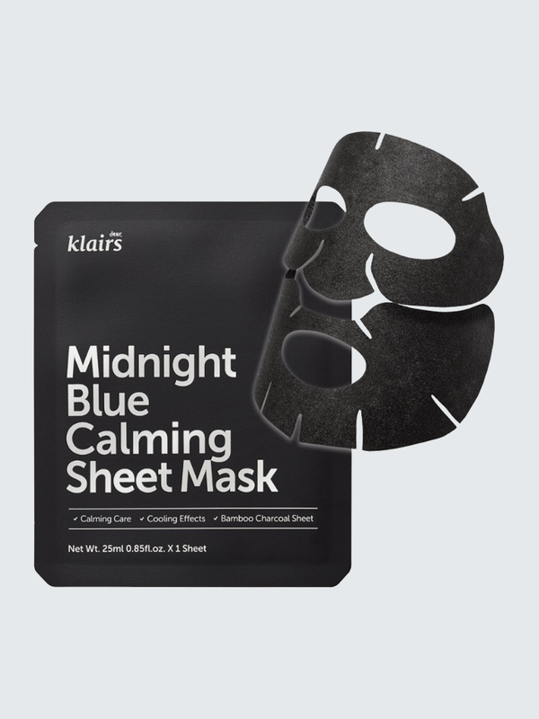 Klairs - Midnight Blue Calming Sheet Mask 25ml, Καταπραϋντική μάσκα ενυδάτωσης