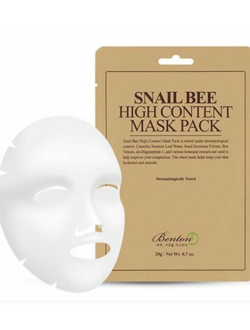 Benton- Snail Bee High Content Mask x 10 pcs, Μάσκα βαθιάς ενυδάτωσης με εκχύλισμα σαλιγκαριού